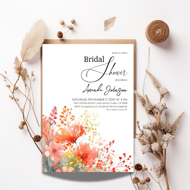 Invitación Elegante acuarela Floral Bridal Shower (Subido por el creador)