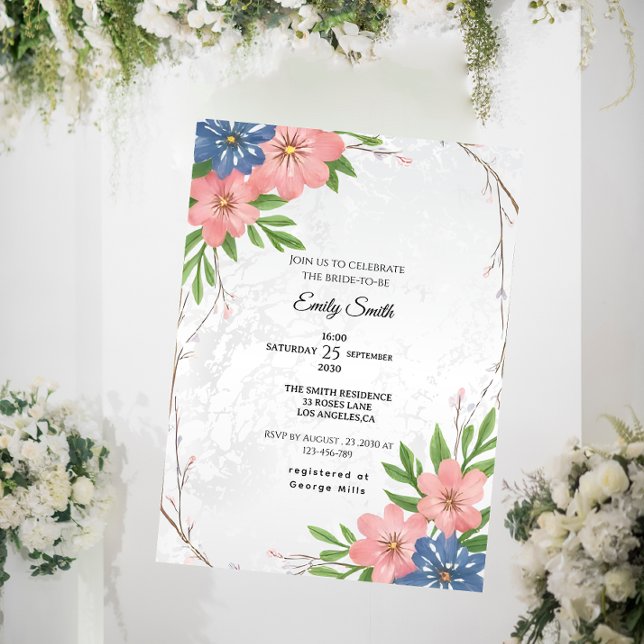 Invitación Elegante acuarela Floral Bridal Shower (Subido por el creador)