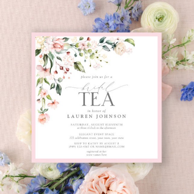Invitación Elegante acuarela Floral Bridal Tea Ducha Rosa (Subido por el creador)