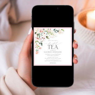 Invitación Elegante acuarela Floral Bridal Tea Ducha Rosa