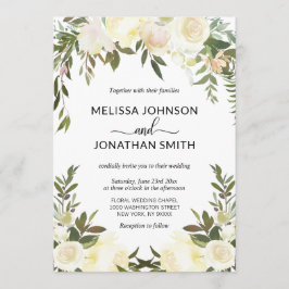 Invitación Elegante acuarela Floral Crema rosa Boda de marfil