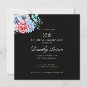 Invitación Elegante acuarela Floral cumpleaños