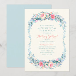 Invitación Elegante acuarela floral de la fiesta de cumpleaño