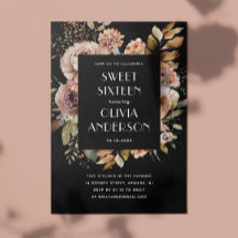 Elegante acuarela floral dulce negro 16 dieciséis