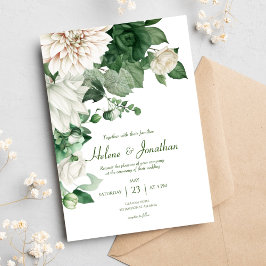 Invitación Elegante acuarela Floral Esmeralda Verde Boda