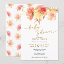 Elegante acuarela Floral Gold Script Baby Shower