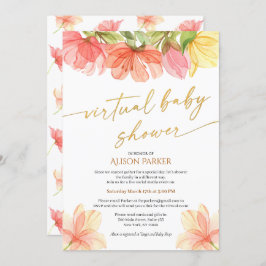 Invitación Elegante acuarela Floral Gold Script virtual