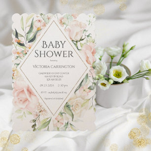Invitación Elegante acuarela Floral Maravilla estelar Bebé