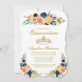 Invitación Elegante acuarela Floral mixta Quinceanera