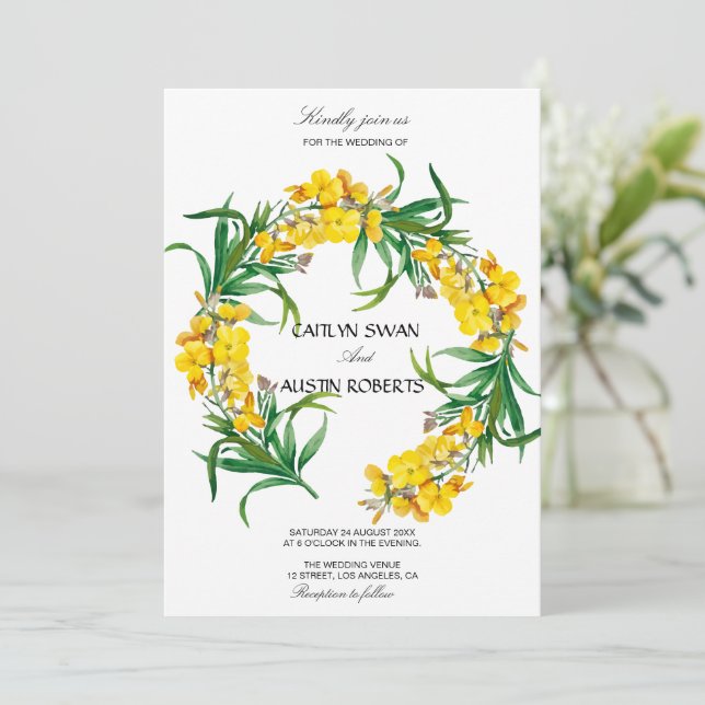 Invitación Elegante acuarela floral moderna (Anverso de pie)