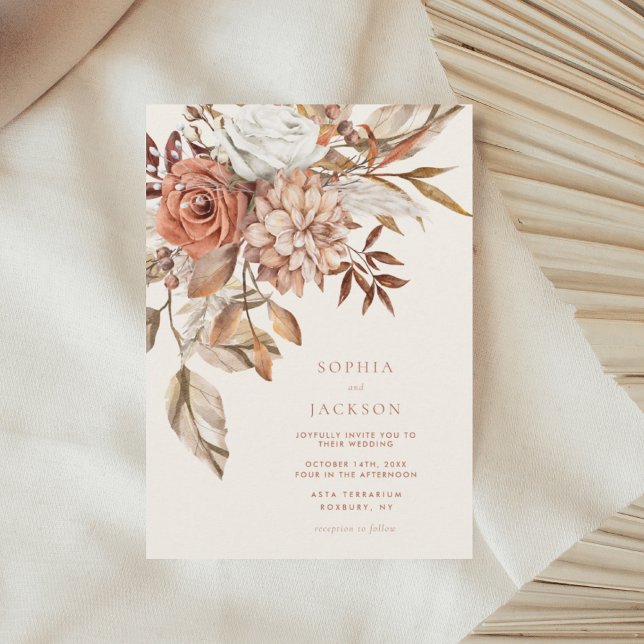 Invitación Elegante acuarela Floral otoño Boda de invierno (Subido por el creador)