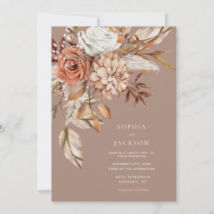 Invitación Elegante acuarela Floral otoño Boda de invierno en
