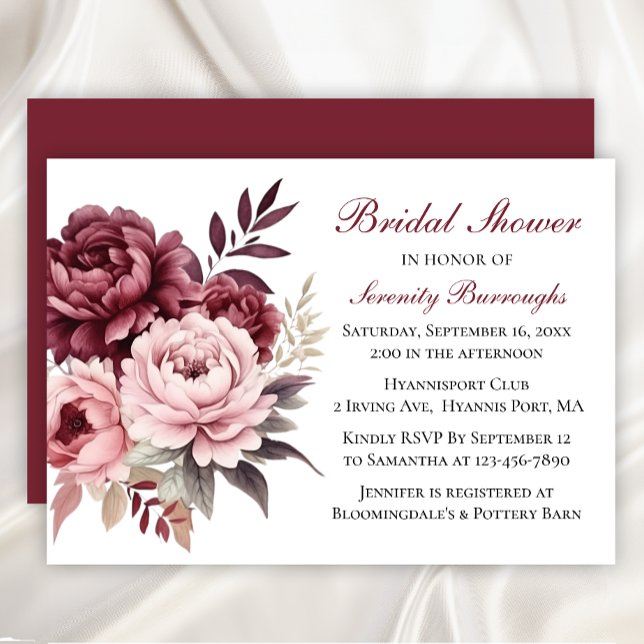 Invitación Elegante acuarela floral Peonies Bridal Shower (Subido por el creador)