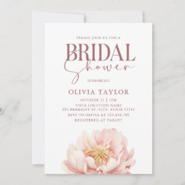 Invitación Elegante acuarela floral Peony Bridal Shower