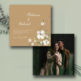 Invitación Elegante acuarela Floral Photo Square Boda