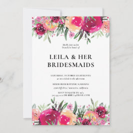 Invitación Elegante acuarela Floral Pink Bridesmaids Brunch