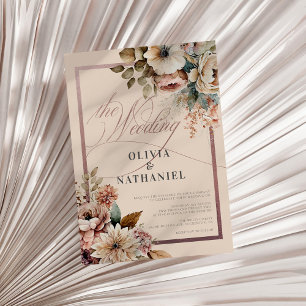 Invitación Elegante acuarela Floral Rosa Boda de oro