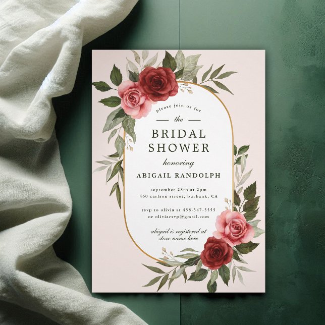 Invitación Elegante acuarela Floral rosa ducha de novia (Subido por el creador)