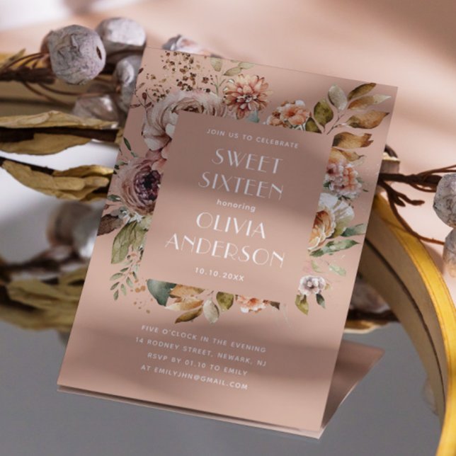 Invitación Elegante acuarela floral rosa pálido dulce 16 (Subido por el creador)