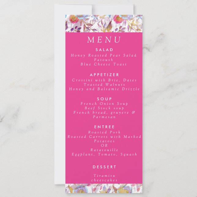 Invitación Elegante acuarela floral rosa y blanco (Anverso)