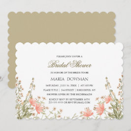 Invitación Elegante acuarela Floral Rustic Bridal Shower
