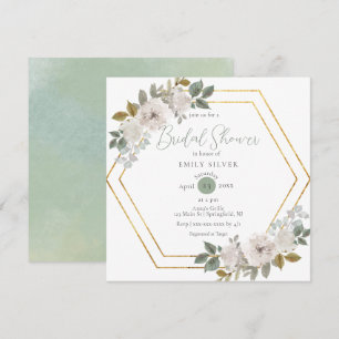 Invitación Elegante acuarela Floral Sage Bridal Shower