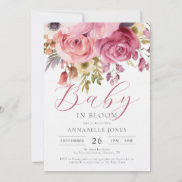 Invitación Elegante acuarela Floral Script Baby Shower