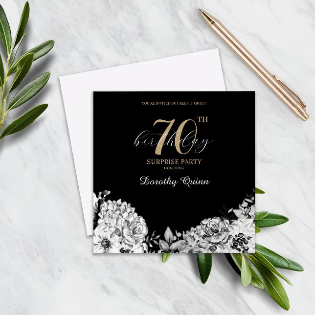 Invitación Elegante acuarela Floral Sorpresa fiesta de cumple (Subido por el creador)
