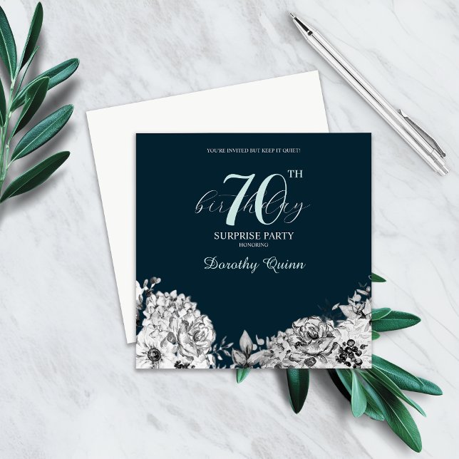 Invitación Elegante acuarela Floral Sorpresa fiesta de cumple (Subido por el creador)