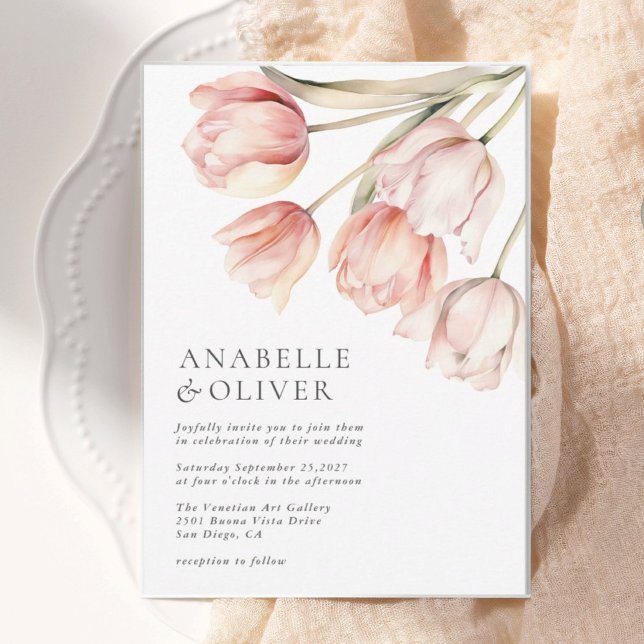 Invitación Elegante acuarela Floral Tulip Boda (Subido por el creador)