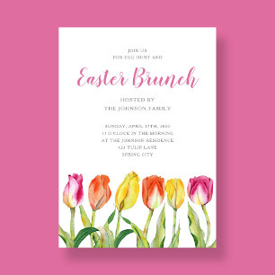Invitación Elegante acuarela floral Tulip Brunch de Pascua