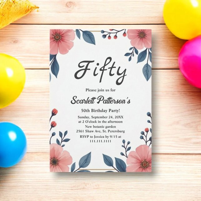 Invitación Elegante acuarela Floral Verano Moda Cumpleaños (Subido por el creador)