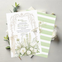 Elegante acuarela floral verde pastel para boda