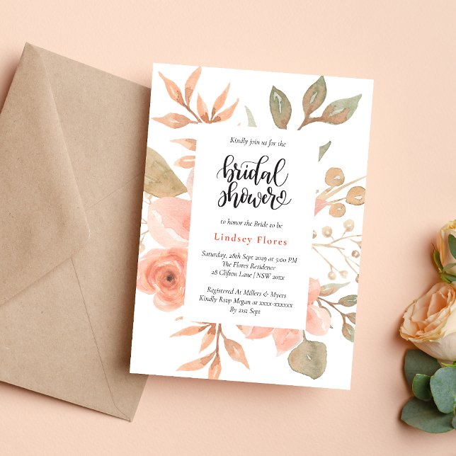Invitación Elegante acuarela Floral Verdor Bridal Ducha (Subido por el creador)