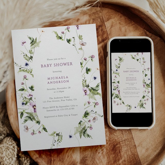 Invitación Elegante acuarela Floral Wreath Baby Shower (Subido por el creador)