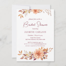 Invitación Elegante acuarela Flores de otoño ducha de novia