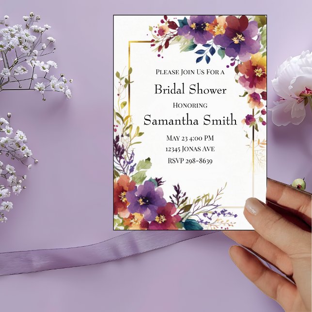 Invitación Elegante acuarela Flores Ducha Bridal (Subido por el creador)