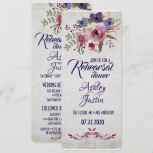 Invitación Elegante acuarela Flores Ensayar Cartas de Cena