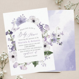 Invitación Elegante acuarela Flores Lilac Baby Shower
