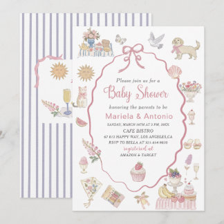 Invitación Elegante acuarela Flores Lilac Baby Shower Invi