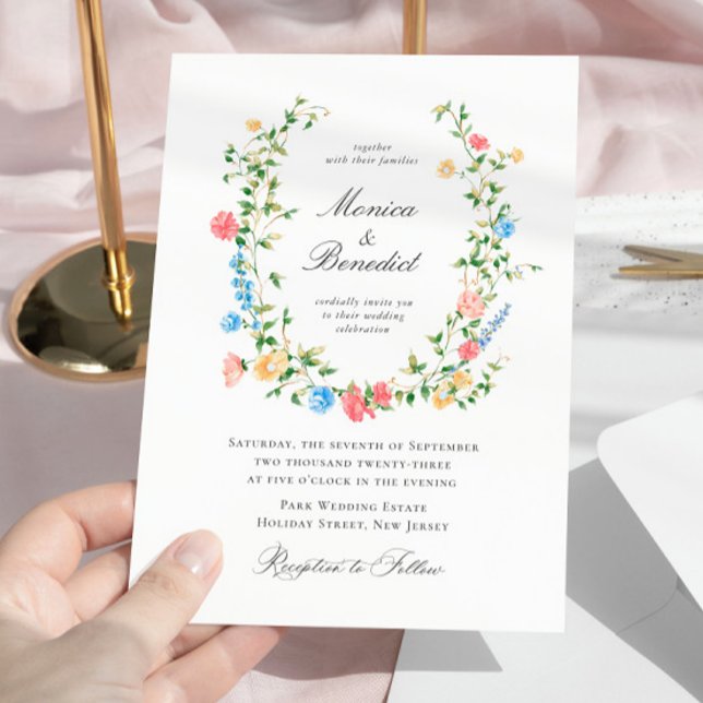 Invitación Elegante acuarela Flores salvajes Boda bohemio (Subido por el creador)