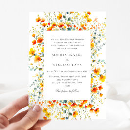 Invitación Elegante acuarela Flores salvajes Boda código QR