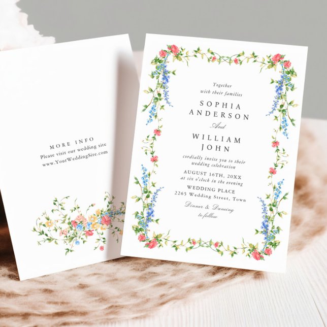 Invitación Elegante acuarela Flores salvajes Boda floral (Subido por el creador)