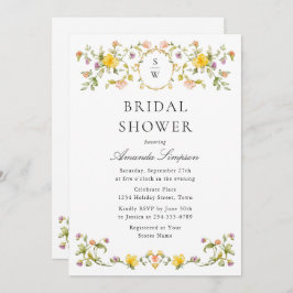 Invitación Elegante acuarela Flores salvajes ducha de novia