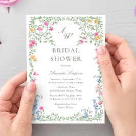 Invitación Elegante acuarela Flores salvajes ducha de novia