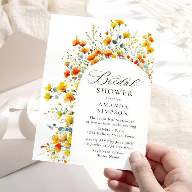 Invitación Elegante acuarela Flores salvajes ducha de novia (Subido por el creador)