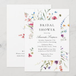 Invitación Elegante acuarela Flores salvajes ducha de novia