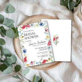 Invitación Elegante acuarela Flores salvajes Ducha nupcial