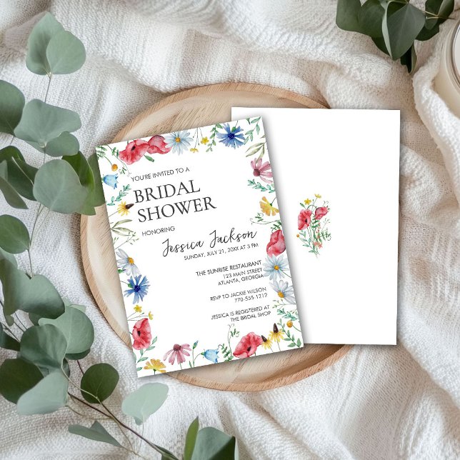 Invitación Elegante acuarela Flores salvajes Ducha nupcial (Subido por el creador)