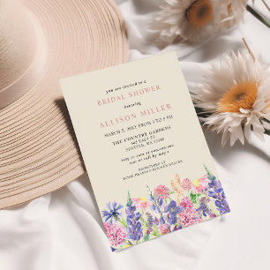 Invitación Elegante acuarela Flores salvajes Ducha nupcial